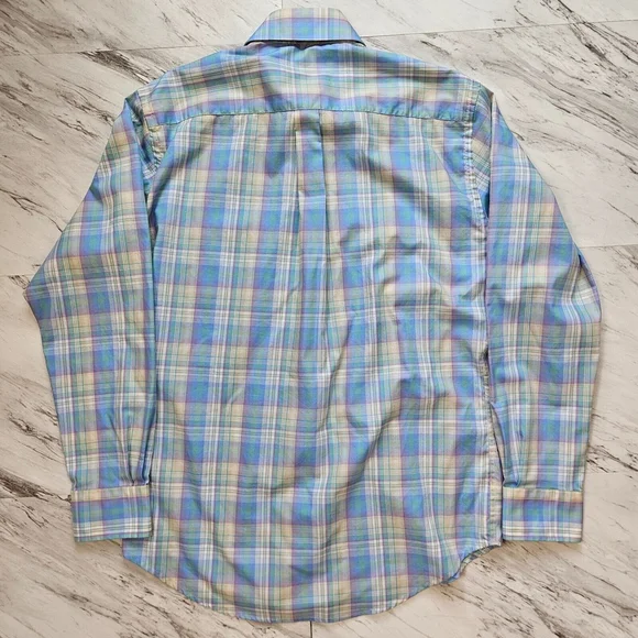 Peter Millar Crown Ease Medium Button Front Shirt Plaid Long Sleeve Blue Pastel - Picture 2 of 16
